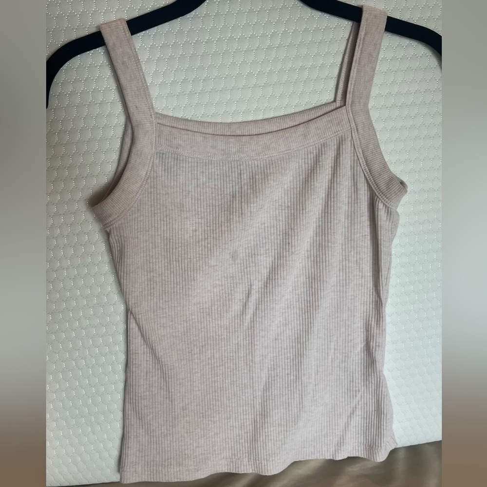Ribbed Tank Top in Cream/Tan - Size S